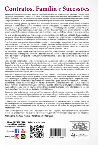 Contratos Familia E Sucessoes Dialogos Interdisciplinares (3ª Edição 2023) Foco Juridico, De Ana Carolina Brochado Teixeira. Editora Foco Juridico, Capa Mole, Edição 2023 Em Português, 2023