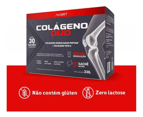 Kit 4 Colágeno Duo Tipo Ii 30 Sachês 11g - Avert Limão