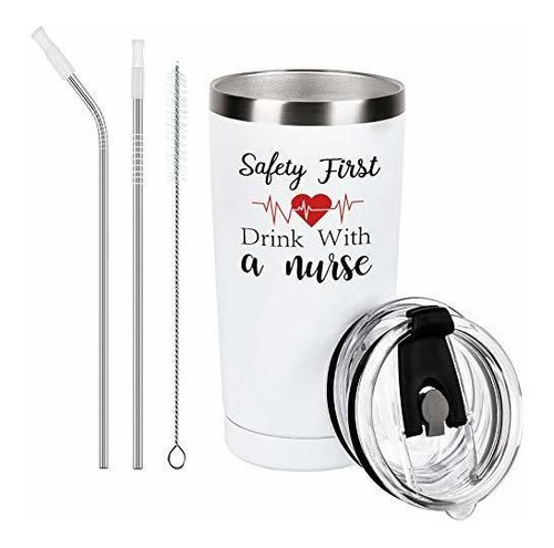 Gingprous Nurse Gift, Safety First Drink Con Un Vaso De Viaj