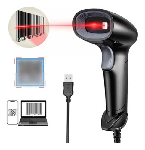 Leitor De Qr Code Codigo De Barras 1d 2d Com Fio + Suporte