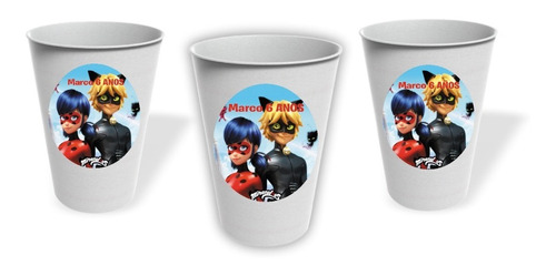 Vasos Miraculous Cumpleaños Personalizado Pack X10