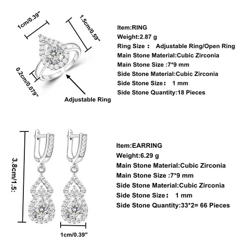 Juego De Joyas Chapadas En Platino Para Mujer Regalo Ideal