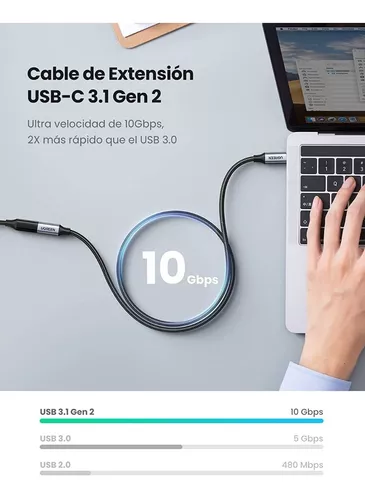 UGREEN Cable USB C a USB A 3.1, 1M Cable Tipo C Carga Rápida