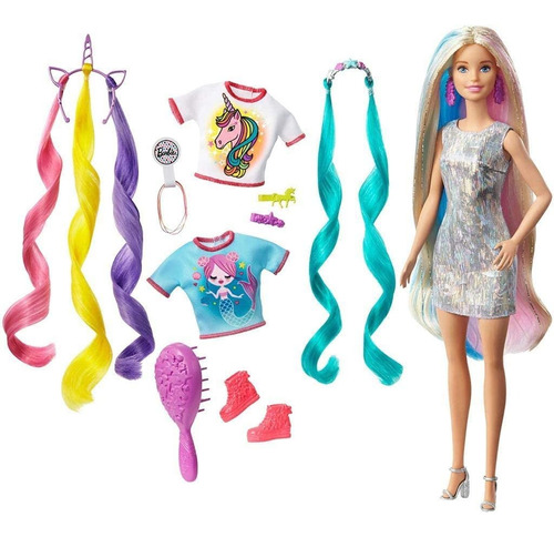 Muñeca Barbie Fantasy Hair Long Blonde Hair Inspired Clothes
