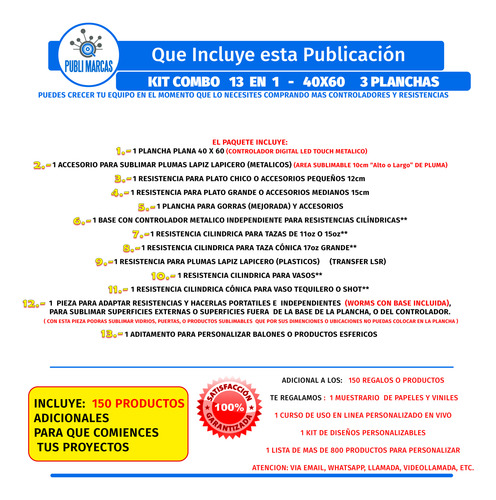 Combo 8 En 1 Plancha Plana 40x60 Sublimacion A 11 En 1 S/5