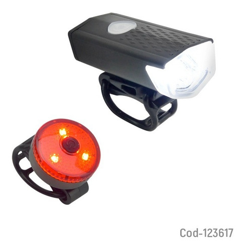 Imagen 3 de 3 de Set De Luces Delantera Y Trasera Recargables Para Bicicleta