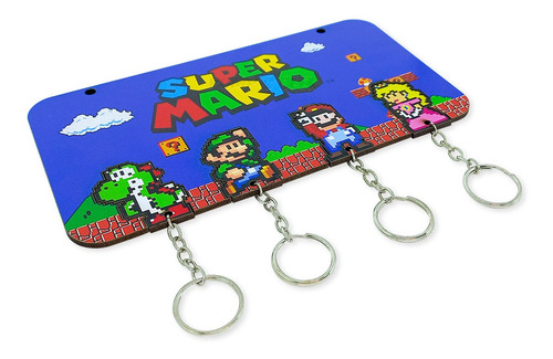 Imagem 2 de 4 de Porta Chaves Super Mario Bross Com 4 Chaveiros