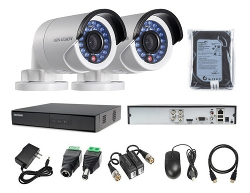 Kit 2 Cámaras Seguridad Tubo Fullhd Hikvision + 500gb