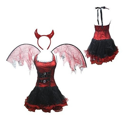 Disfraz Mujer - Disfraz De Dama De Diablo Rojo De Petitebell