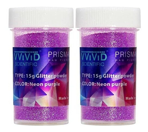 Polvo De Pigmento Glitter Neon Morado 15g (paquete De 2)
