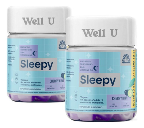Pack X 2 Gomitas Magnesio Sleepy Veganas 60un Well U