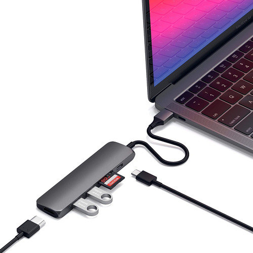 Satechi Usb C Hub Slim Multiport Adapter V2 Con 60w Usb C Pd