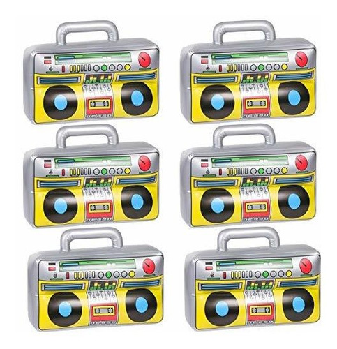 6 Pcs Inflable Boombox 80s 90s Suministros De Fiesta De...