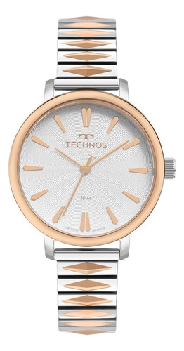 Relógio Technos Feminino Bicolor Prateado 2036msi/1k 3,8cm
