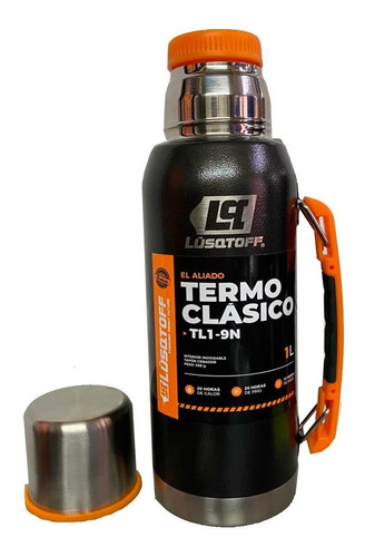 Imagen 4 de 6 de Termo Acero Inox Lusqtoff TL1-9N 1 Lt Tapón Cebador negro