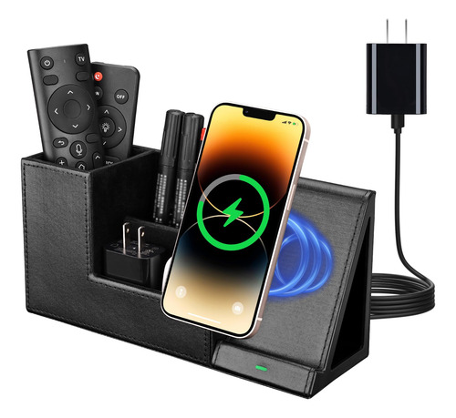 Cargador Inalámbrico Organizador De Escritorio Para Iphone Y Negro 1