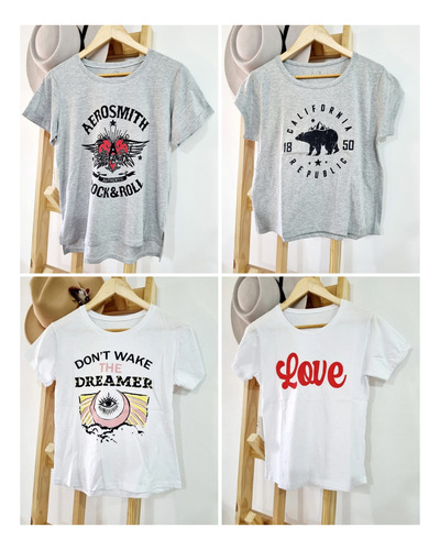 Pack 10 Remeras Algodon Surtidas Estampadas Mujer
