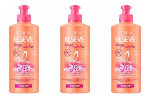 Elseve Longo Dos Sonhos Creme P/ Pentear 250ml (kit C/03)