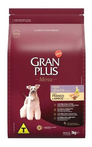 Ração Granplus Menu Cão Senior Frango E Arroz 3 Kg Full