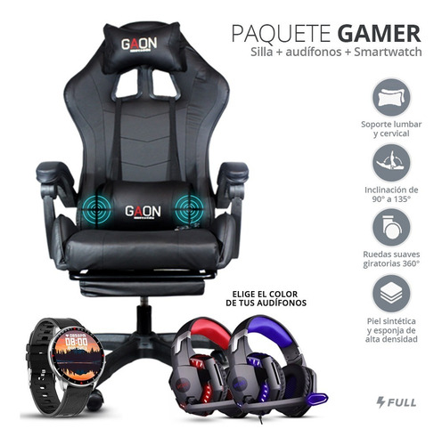 Imagen 1 de 10 de Silla Gamer Con Kit Profesional Ergonómica Y Con Masajeador