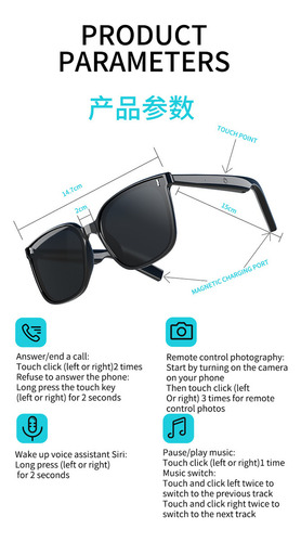 Gafas Bluetooth Con Función De Traducción, Protección Uv