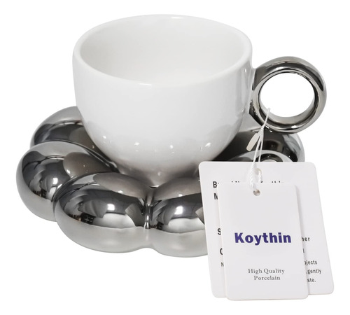 Koythin Taza De Cafe De Ceramica Con Platillo, Taza Creativa