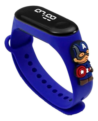 Reloj Led Digital Touch Niños Niñas Personajes Capita Correa Azul