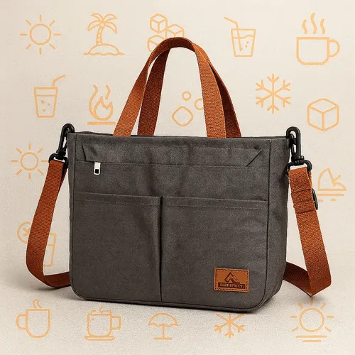 Lancheira Térmica Sacola para Marmita 8L Tote Daily com Alça Ombro Removível Bolsos Multifuncionais Cinza Qualidade Tche