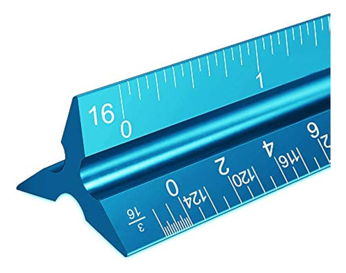 Regla De Escala Triangular Para Plano De Color Azul