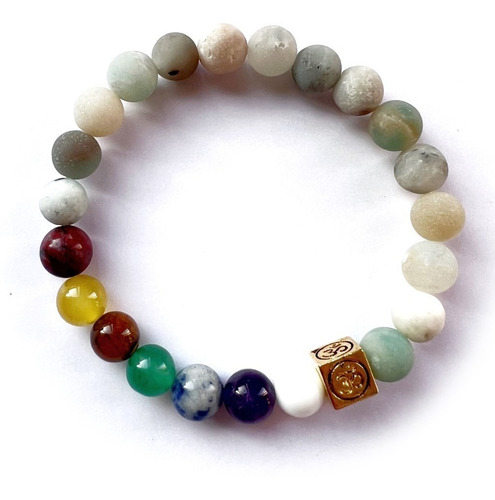 Pulsera De Protección Amazonita 7 Chakras / Cuarzos / Suerte
