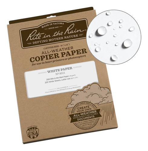 Papel De Copiadora Resistente Intemperie, 8.5 X 11 PuLG...