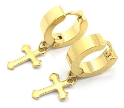 Aretes Cruz Acero Inoxidable Candonga Pendiente Hombre Mujer