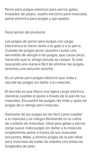 Peine Electrico Mata Pulgas Y Garrapatas Animales Sanos