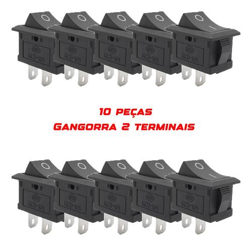 10 Chave Gangorra Tic Tac Preta Quadrada 2 Polos
