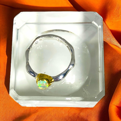 Unico Anillo Plata 925 Opalo De Fuego Etiope Arcoíris 2,6 Ct