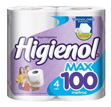 Imagen 1 de 1 de Higienol Max X100m X4 Rollos Papel Higienico Con Manzanilla