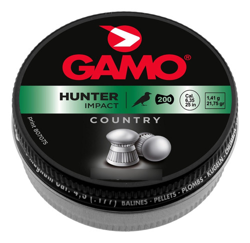 Chumbo Gamo Hunter Impact Country.25 6,35 Com 200unid. 1,41g