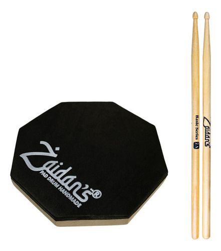 Pad Estudo Bateria Praticável 150mm Com Par Baquetas 7a Basic Series Zaidan's Cor Natural