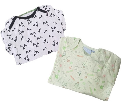 Pack 2 Bodys Manga Larga Estampados Algodón Bebés 6-9 Meses