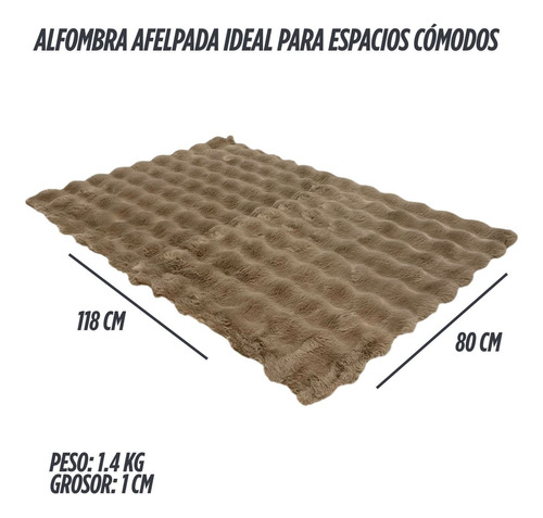 Alfombra Afelpada 118x80 Cm Tapete Suave Para Sala Y Cuarto Caqui
