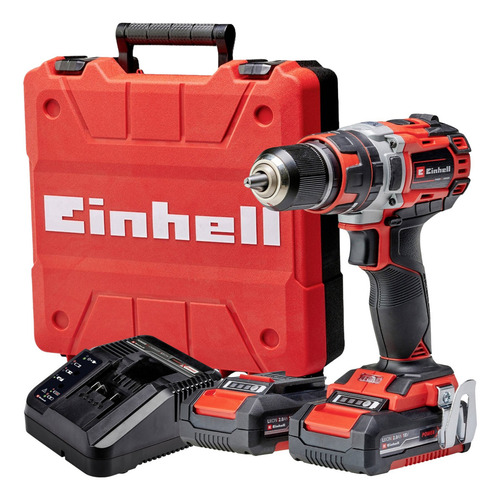 Taladro percutor atornillador inalámbrico de 13mm Einhell TE-CD 18/50 Li-i BL Kit 18V + 2 baterías de 2Ah + accesorios con maletín de transporte 200V - 250V 50Hz/60Hz