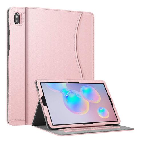 Funda Fintie Galaxy Tab S6 Cuerina + Soporte Rose Gold