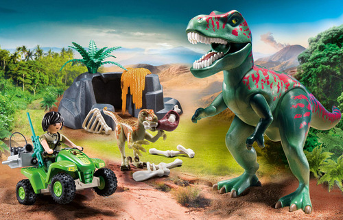 Bloques Playmobil Explorer Quad Con T-rex Diversión Aventura