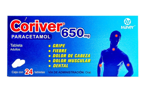 Coriver Paracetamol 650 Mg C/24 Tabletas Maver