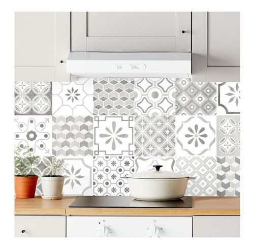 Imagen 2 de 2 de Vinilo Azulejos 20x20 Simil Calcareos Lamina 18 Azulejos