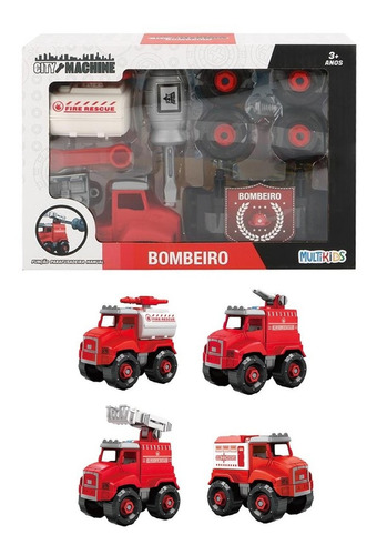 Caminhão De Brinquedo Bombeiro City Machine Multikids