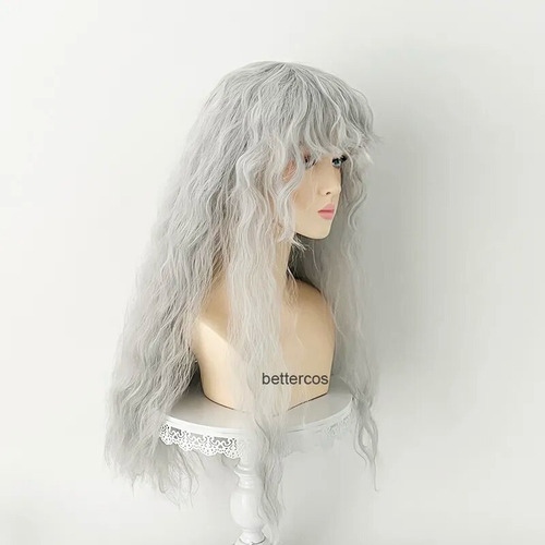 Peluca De Cosplay Berserk Griffith, Gris Claro, Rizada, Ondu