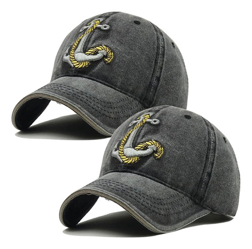 Gorra De Béisbol Con Ancla Bordada 2 Pc, Gorra Retro De Capi