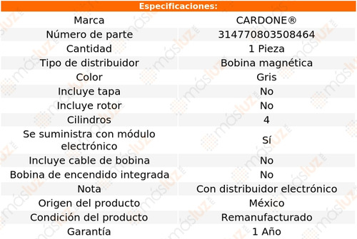 Distribuidor Ignición Mighty Max 4 Cil 2.6l 83 Reman (Reacondicionado)