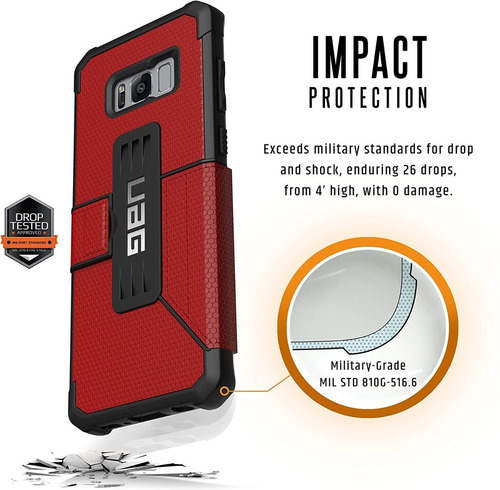 Imagen 9 de 9 de Carcasa Flip Samsung Galaxy S8 Plus Uag Metropolis Magma